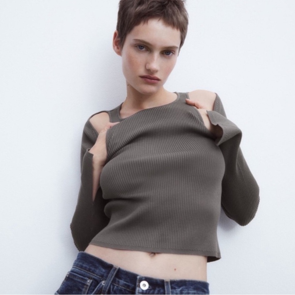 Zara Cut Out Shoulder Sweater